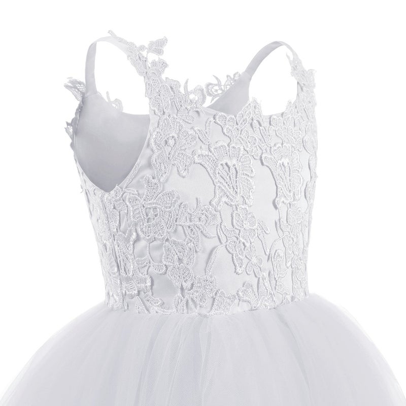 PLwedding Flower Girls Lace Tulle Ball Gowns First Communion Dresses (Size 6, Ivory) - Image 2